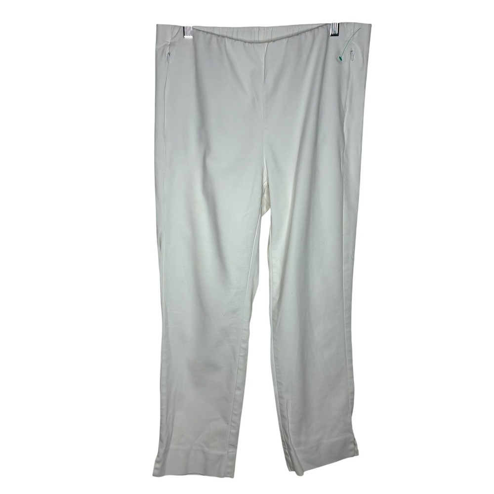 J Jill Essential Cotton‎ Stretch Womens Medium White Straight Leg Pants Coastal